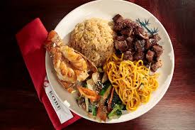 Kobe Japanese Steakhouse signature dishes Filet MignonNy Steak LobsterTeriyaki ChickenGarlic Fried Rice